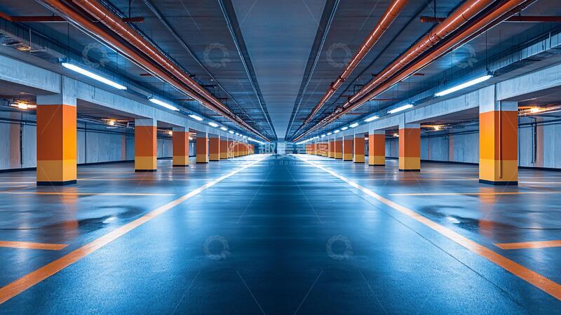 高清大图下载【趣麦麦图】地下车场背景大楼管线