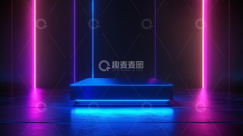 高清大图下载【趣麦麦图】霓虹灯展台舞台平台场景1