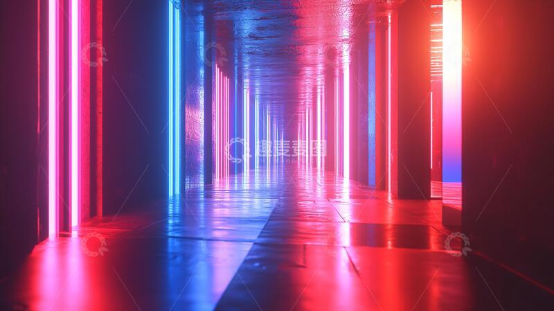 高清大图下载【趣麦麦图】流光溢彩的霓虹灯走廊17