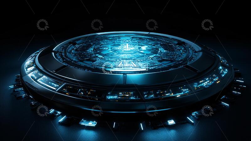 高清大图下载【趣麦麦图】科技转盘蓝色圆形舞台