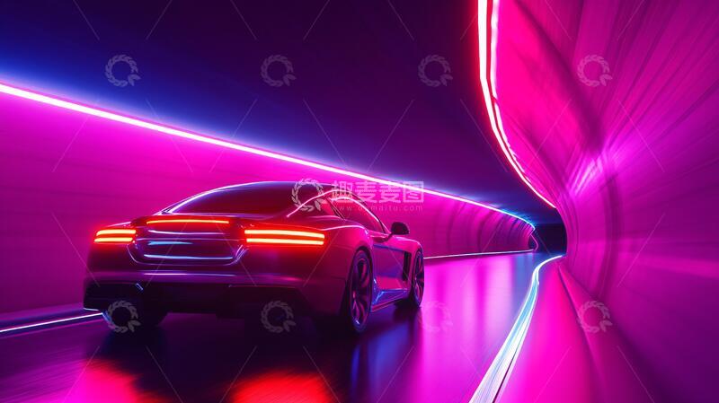 高清大图下载【趣麦麦图】汽车霓虹灯视觉背景科技