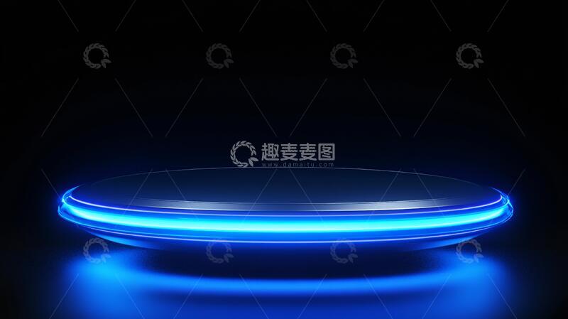 高清大图下载【趣麦麦图】蓝色圆台圆形蓝色科技