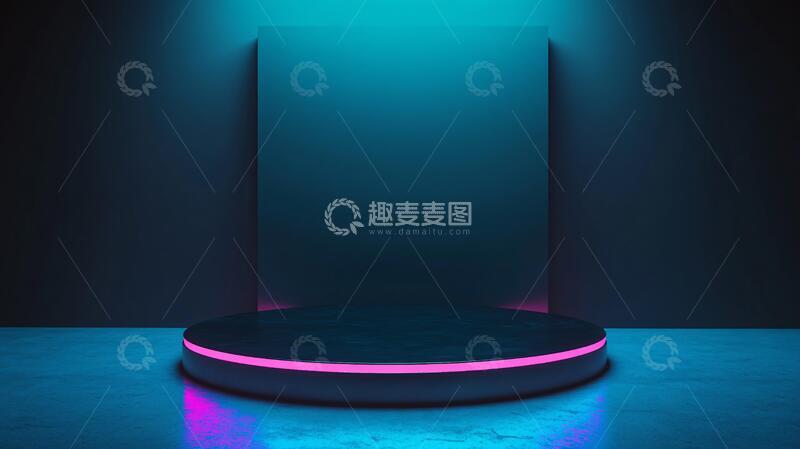 高清大图下载【趣麦麦图】霓虹灯展台讲台舞台粉色