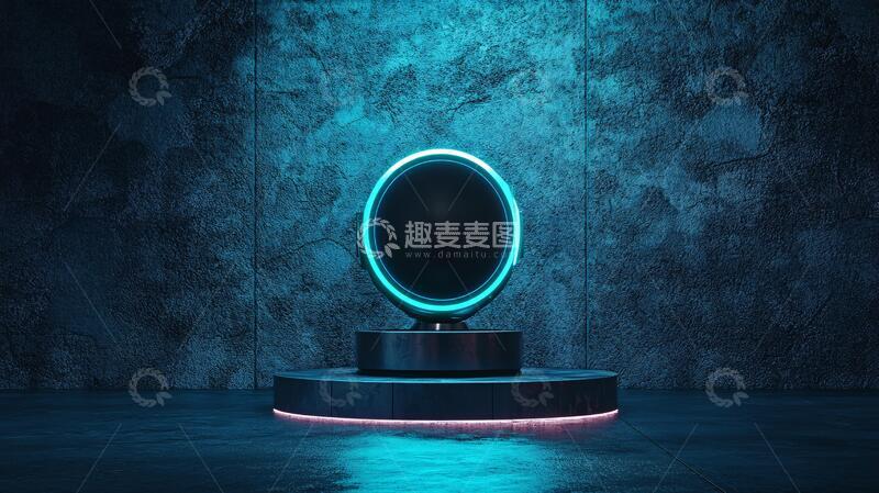 高清大图下载【趣麦麦图】霓虹灯展台科技讲台圆形