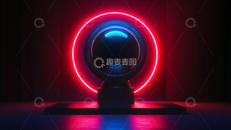 高清大图下载【趣麦麦图】霓虹灯展台平台场景粉色1