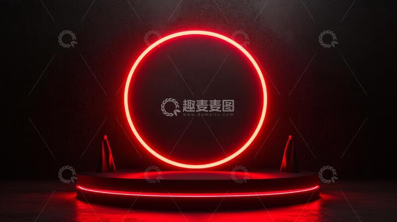 高清大图下载【趣麦麦图】霓虹灯展台舞台平台圆形1