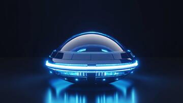 科技感车灯飞碟飞船建模