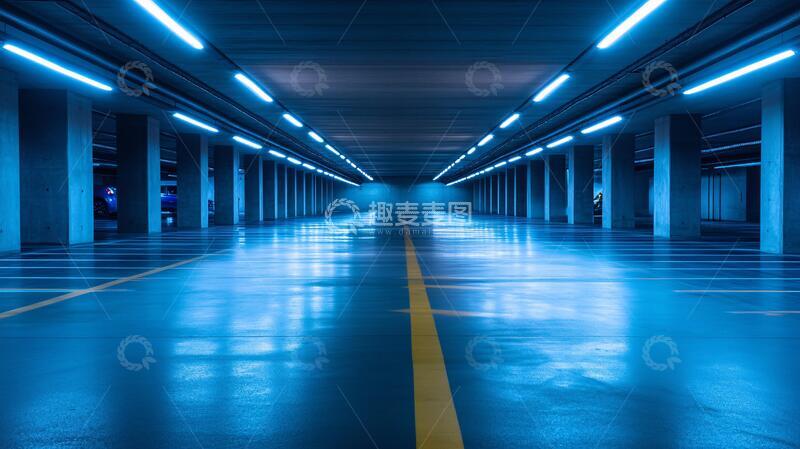 高清大图下载【趣麦麦图】地下车场车库背景地库