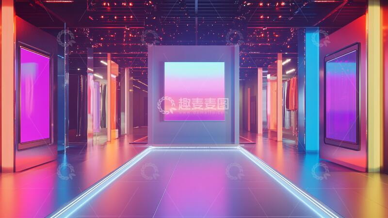 高清大图下载【趣麦麦图】简约秀场走廊展厅彩色