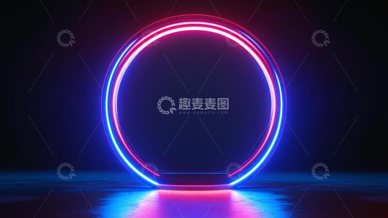 高清大图下载【趣麦麦图】霓虹灯展台拱门圆形场景