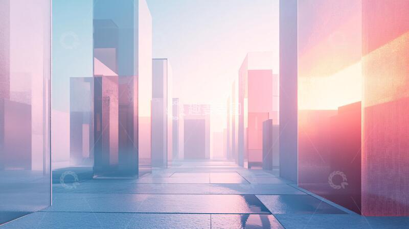 高清大图下载【趣麦麦图】简约秀场场景粉色风光