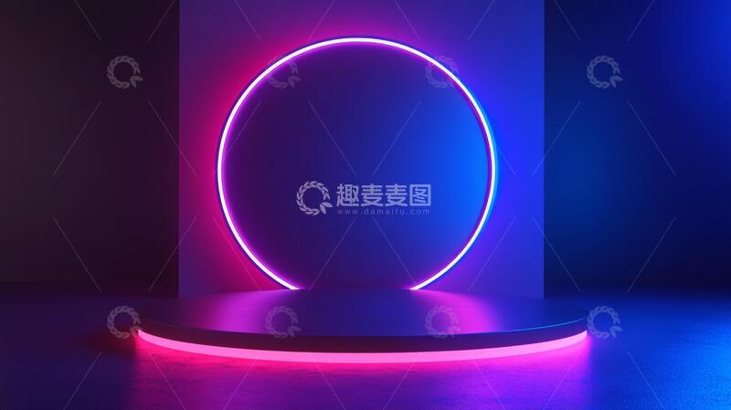 高清大图下载【趣麦麦图】霓虹灯展台平台场景圆形