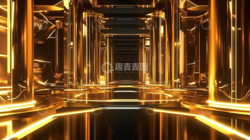 高清大图下载【趣麦麦图】金色大厅背景3