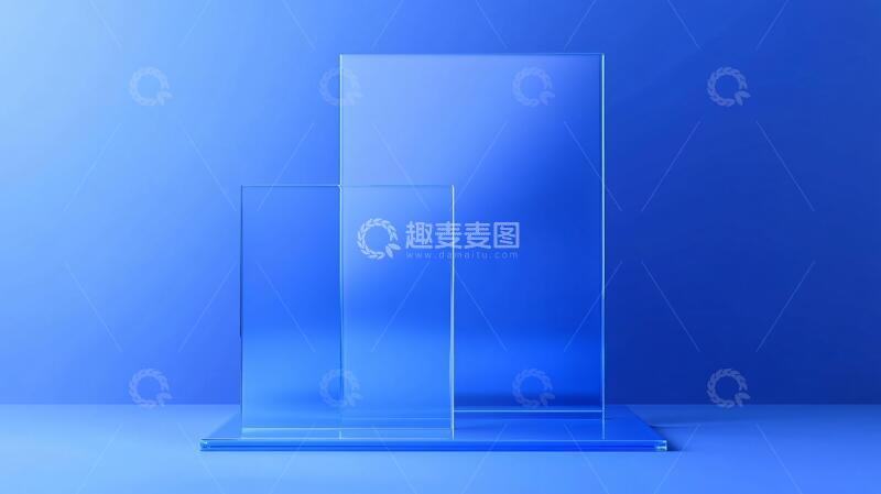 高清大图下载【趣麦麦图】玻璃展台玻璃蓝色产品