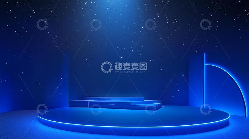 高清大图下载【趣麦麦图】蓝色舞台展示背景5