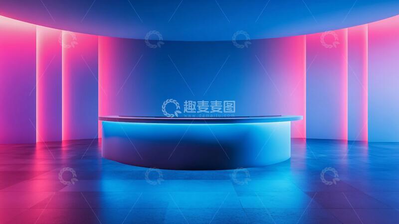 高清大图下载【趣麦麦图】-圆形接待台平台圆形粉色