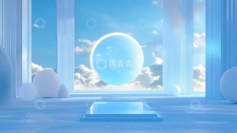 高清大图下载【趣麦麦图】简约秀场场景蓝色平台