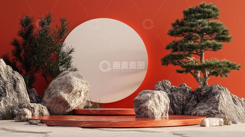 高清大图下载【趣麦麦图】新中式迎客松