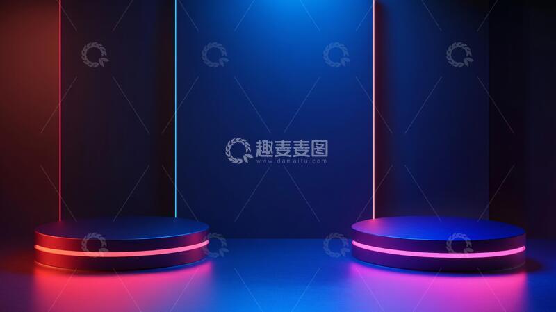 高清大图下载【趣麦麦图】霓虹灯展台平台舞台讲台1