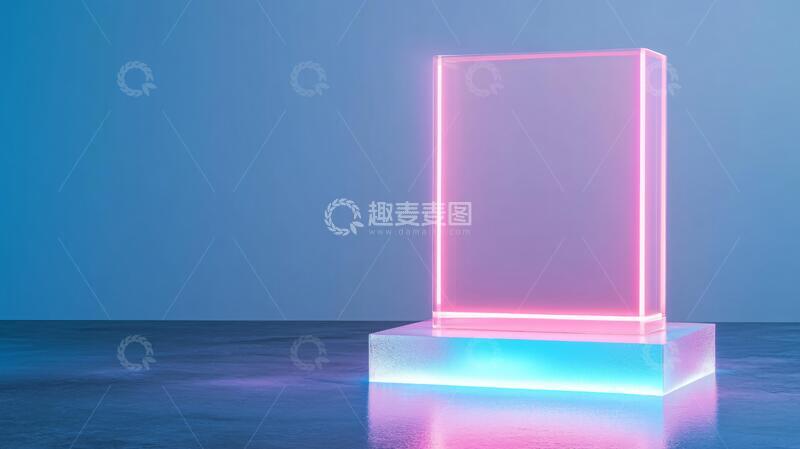 高清大图下载【趣麦麦图】霓虹灯展台粉色场景平台