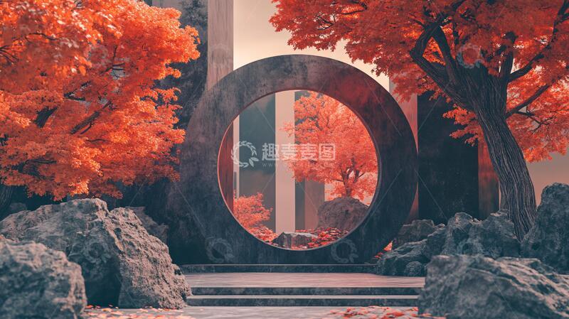 高清大图下载【趣麦麦图】圆门美景场景拱门美景