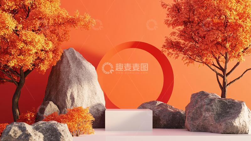 高清大图下载【趣麦麦图】秋色迎宾区场景橙色秋色