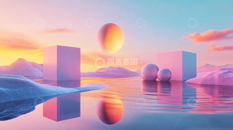 高清大图下载【趣麦麦图】几何体渲染场景4