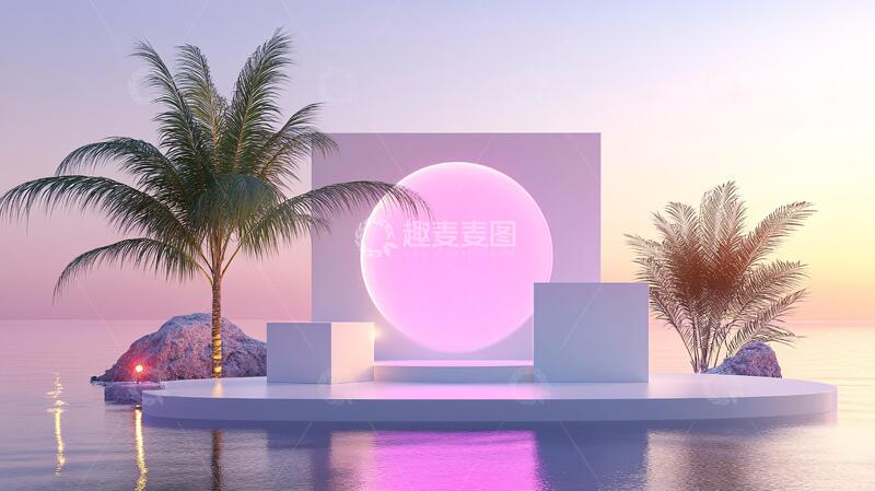 高清大图下载【趣麦麦图】粉色平台平台粉色海景