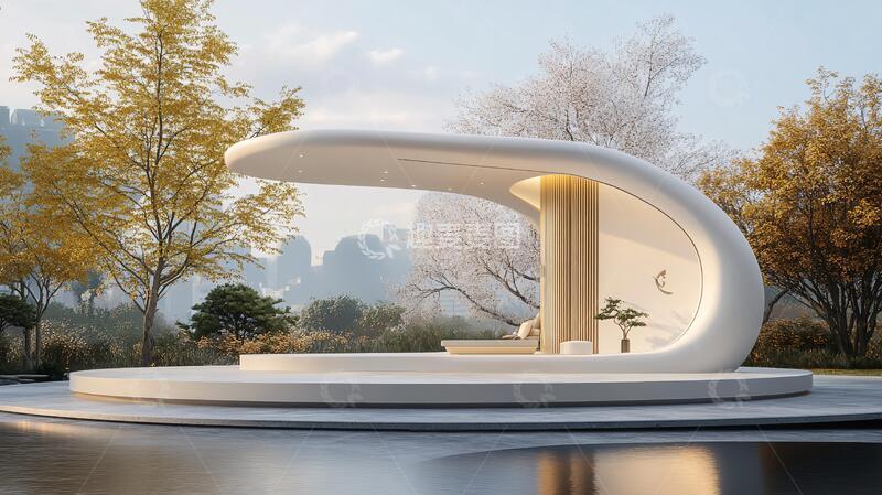 高清大图下载【趣麦麦图】水幕凉亭水幕平台圆形