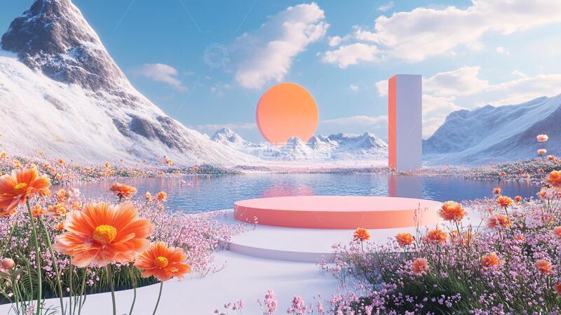 高清大图下载【趣麦麦图】橙色户外迎宾区1