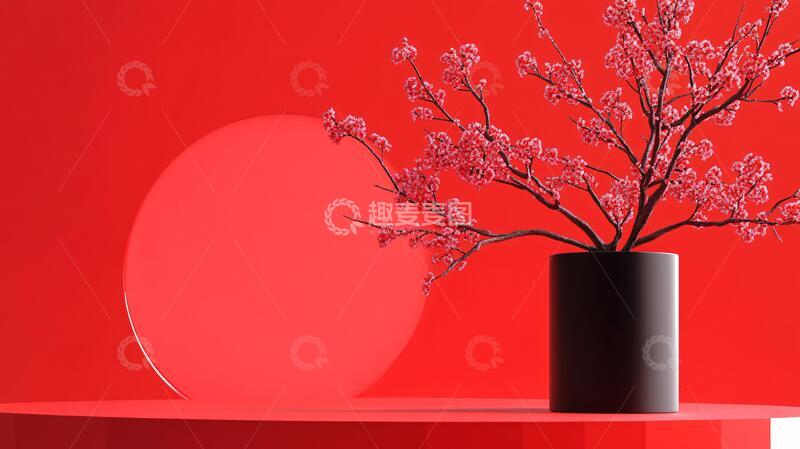 高清大图下载【趣麦麦图】红色新中式花艺21