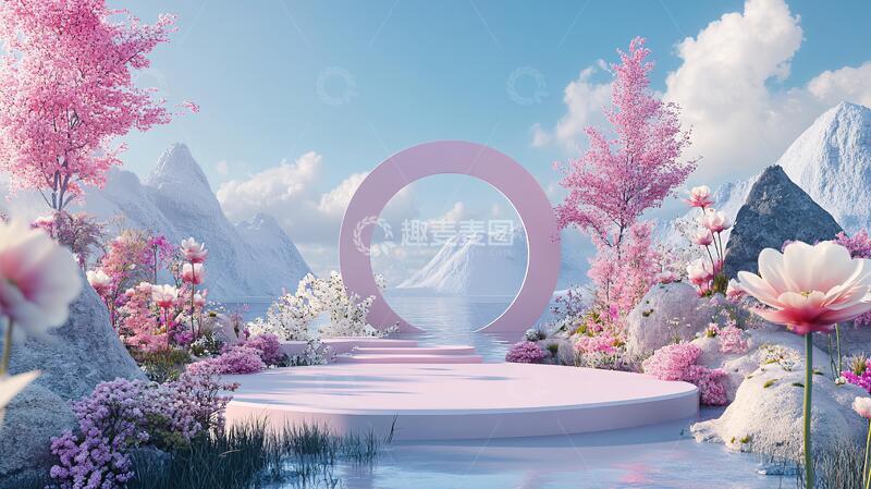 高清大图下载【趣麦麦图】桃花舞台效果图