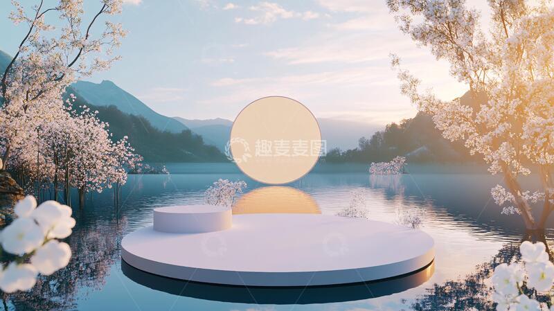 高清大图下载【趣麦麦图】光影平台圆形禅意平台