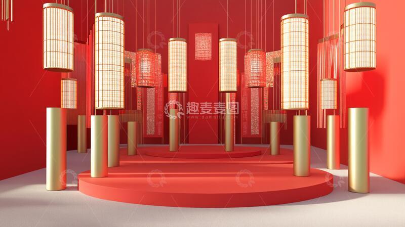 高清大图下载【趣麦麦图】红色灯饰展台1
