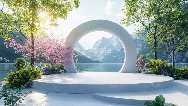 高清大图下载【趣麦麦图】圆窗景墙圆形拱门圆窗