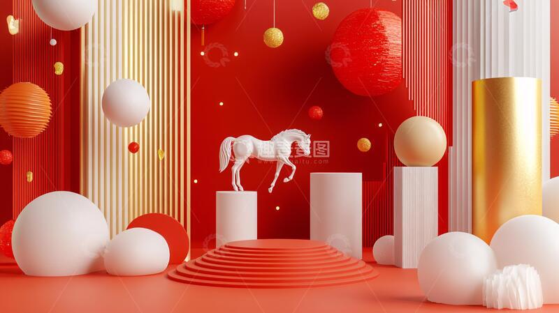 高清大图下载【趣麦麦图】红色立体场景19