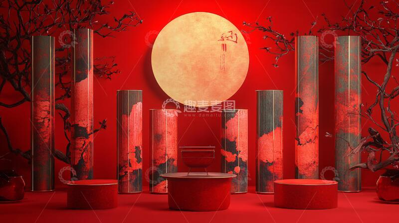 高清大图下载【趣麦麦图】创意中秋展台20