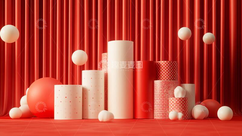 高清大图下载【趣麦麦图】红色立体场景12
