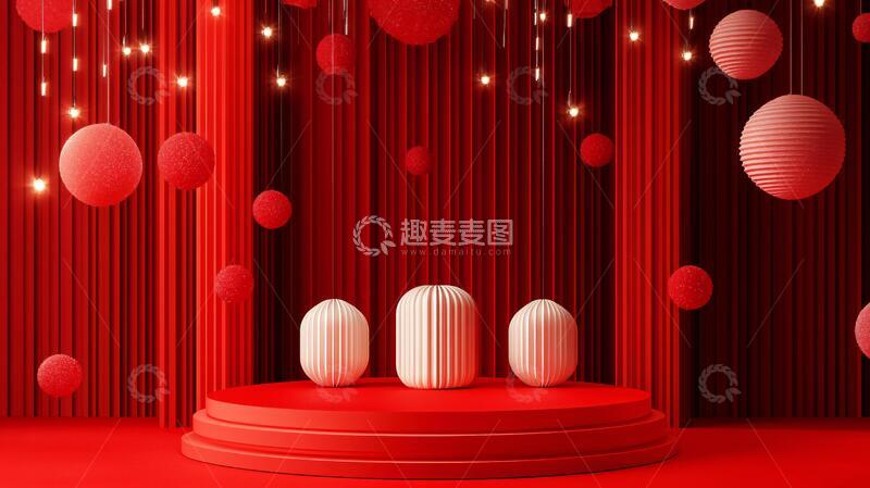 高清大图下载【趣麦麦图】红色球体创意场景8