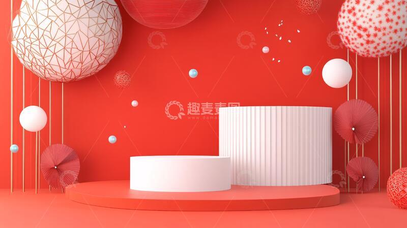 高清大图下载【趣麦麦图】红色立体场景14