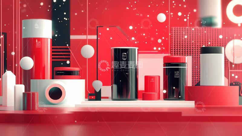 高清大图下载【趣麦麦图】红色立体场景16