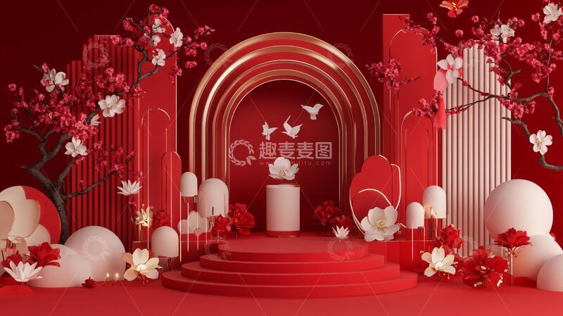 高清大图下载【趣麦麦图】红色婚礼红色美陈