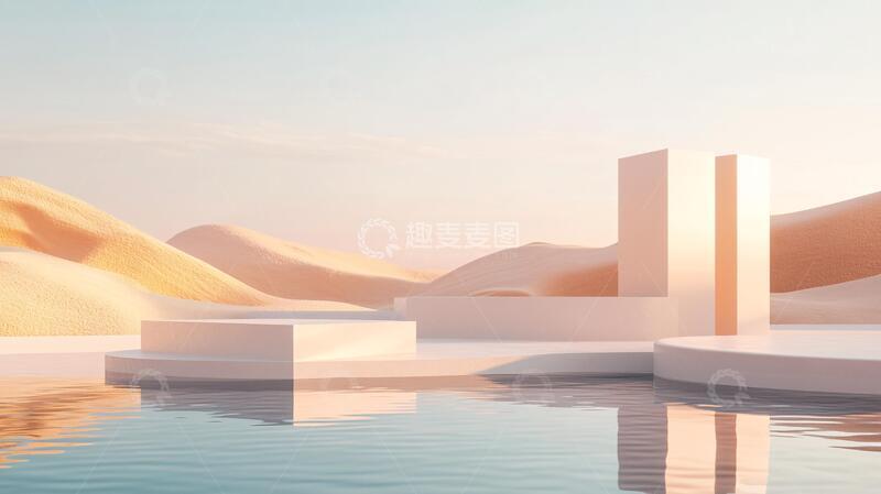 高清大图下载【趣麦麦图】超现实泳池场景立体水面