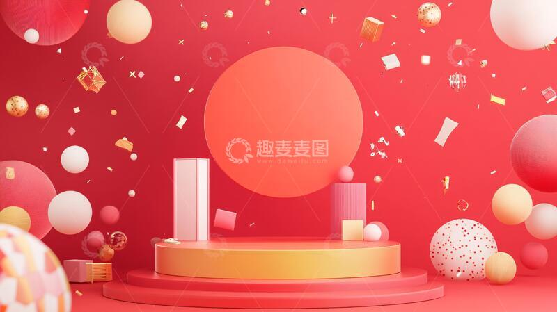 红色立体场景17