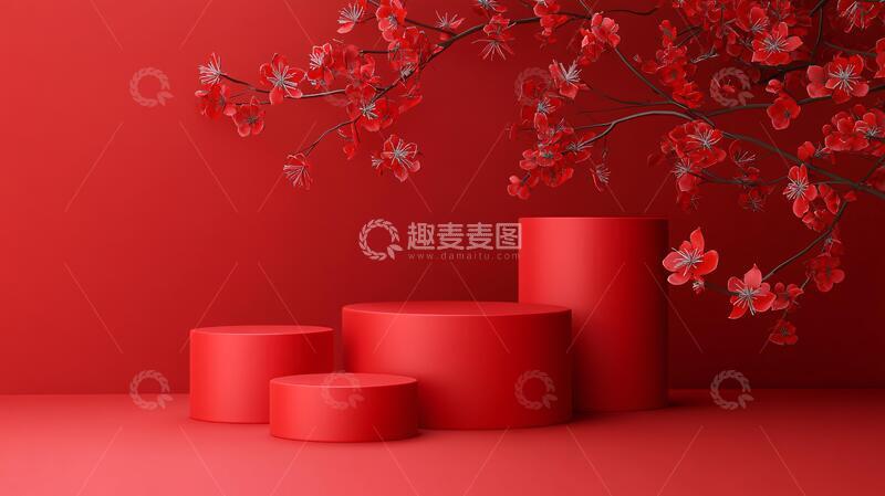 高清大图下载【趣麦麦图】红色立体场景15