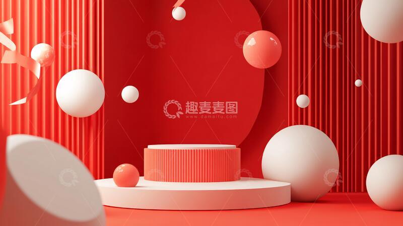 高清大图下载【趣麦麦图】红色立体场景11