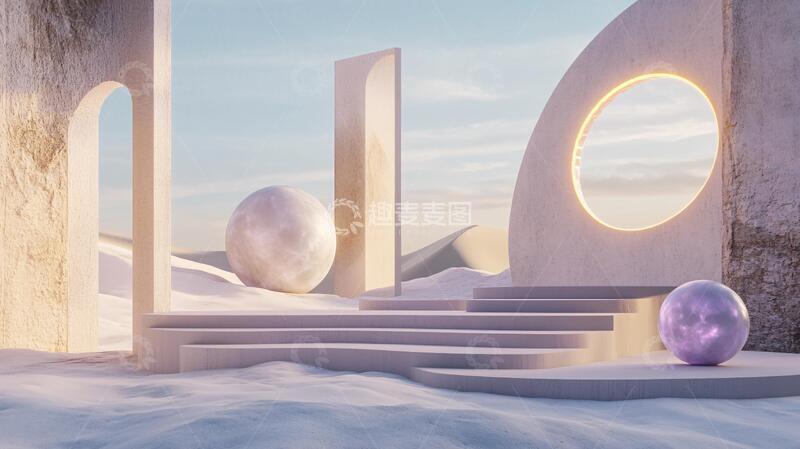 高清大图下载【趣麦麦图】简约秀场场景雕塑建筑