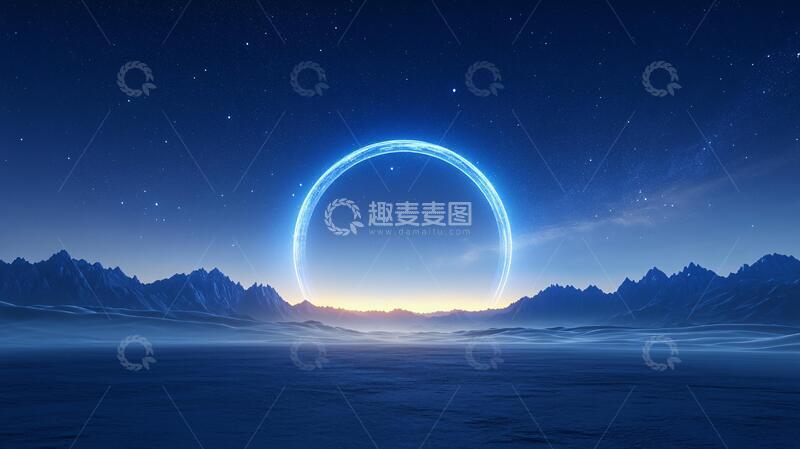 高清大图下载【趣麦麦图】光环主视觉大气蓝色背景