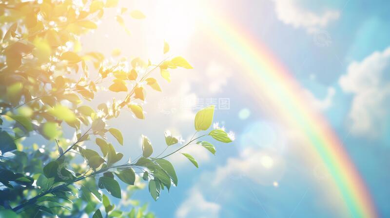 高清大图下载【趣麦麦图】烈日彩虹烈日天气背景