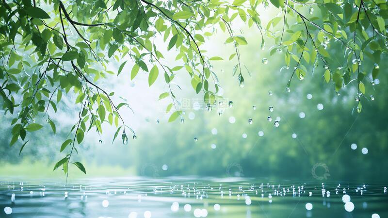 高清大图下载【趣麦麦图】竹叶水面光斑1